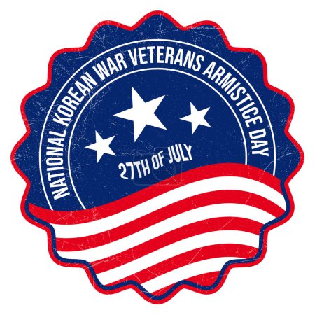 Illustration for 27th Of July National Korean War Veterans Armistice Day Badge, Emblem, Seal, Logo, Vintage Retro Logo, Stamp, Patch Design With USA National Flag Vector Illustration - Royalty Free Image