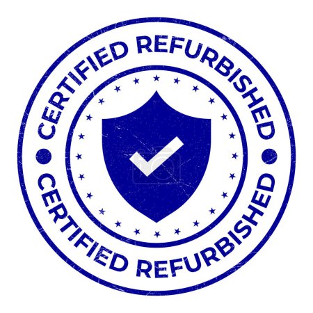 Illustration for Certified Refurbished Rubber Stamp, Badge, Seal, Label, Emblem, Certified Refurbished Product, Goods, Quality Maintained, Tested, Demanding Choice Vector Illustration - Royalty Free Image