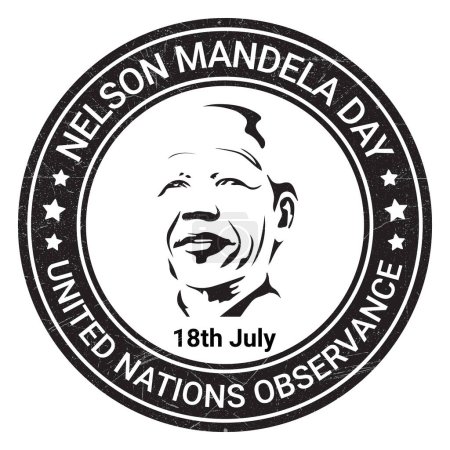 Illustration for Nelson Mandela Day Badge, Emblem, Label, T shirt United Nations Observance On 18th Of July Vector Illustration - Royalty Free Image