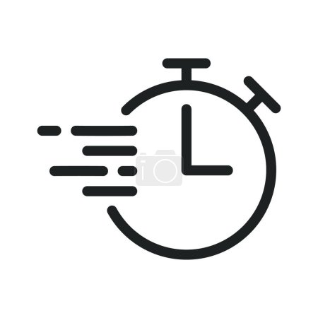 Fast Clock Timer Icon, Quick Time, Fast Delivery Timer Vector, Time Out Sign, Countdown, Fast Service Sign, Clock Speedy Flat, Deadline Concept, Stopwatch In Motion Symbol