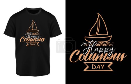 Ilustración de Feliz Día de Colón Caligrafía y tipografía Camiseta Vector Ilustración, Insignia, Diseño de la bandera, Nacional EE.UU. Cartel de vacaciones Diseño de tarjetas de felicitación para el Día de Colón - Imagen libre de derechos