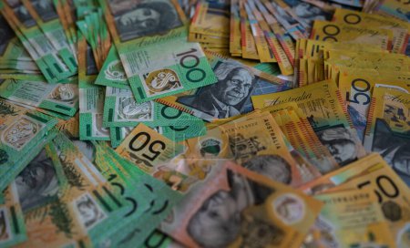 Colorful of Australian dollars money background