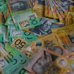 Colorful of Australian dollars money background