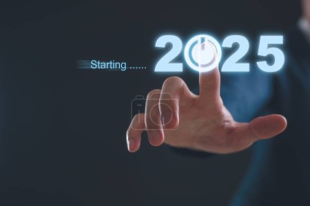 Geschäftsplanung und Herausforderungsstrategie im neuen Jahr 2025 Konzept Mit Ehrgeiz ins neue Jahr 2025 und Countdown frohe Weihnachten und ein gutes neues Jahr