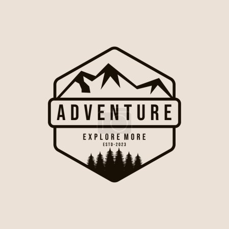 Illustration for Mountain adventure logo design vector illustration, outdoor adventure . - Royalty Free Image