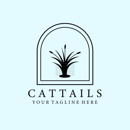 Illustration for Cattails line art logo, icon and symbol, with emblem vector illustration design - Royalty Free Image
