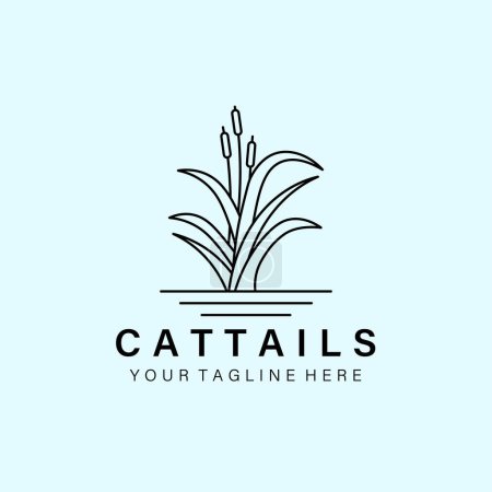 Illustration for Cattails line art logo, icon and symbol, vector illustration design - Royalty Free Image