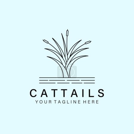 Illustration for Cattails line art logo, icon and symbol, vector illustration design - Royalty Free Image