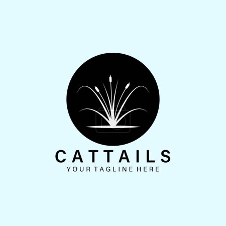 Illustration for Cattails vintage logo, icon and symbol, vector illustration design - Royalty Free Image