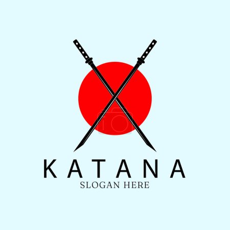 Téléchargez les illustrations : Katana sword line art logo, icon and symbol, vector illustration design - en licence libre de droit