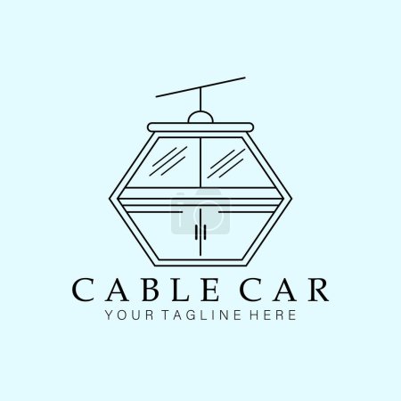 Téléchargez les illustrations : Cable car line art minimalist logo vector illustration design creative - en licence libre de droit