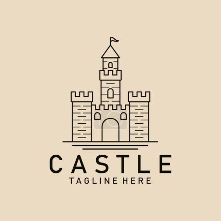 Téléchargez les photos : Castle line art logo, icon and symbol, vector illustration design - en image libre de droit