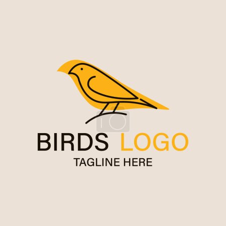 Téléchargez les illustrations : Birds line art logo, icon and symbol, vector illustration design - en licence libre de droit