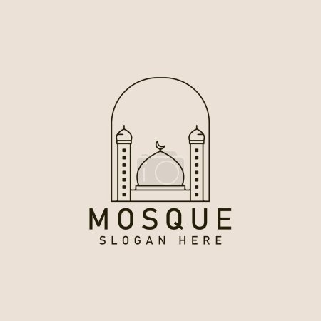 Téléchargez les photos : Islamic mosque architecture line art logo, icon and symbol, vector illustration design - en image libre de droit