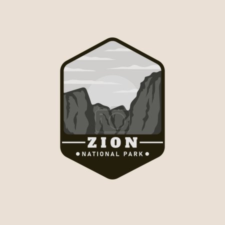 Ilustración de Zion parque nacional logotipo vector parche símbolo ilustración diseño - Imagen libre de derechos