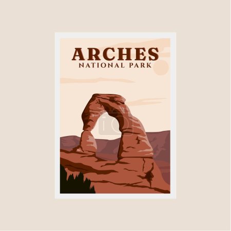 Ilustración de Arcos parque nacional impresión cartel vintage vector símbolo ilustración diseño - Imagen libre de derechos