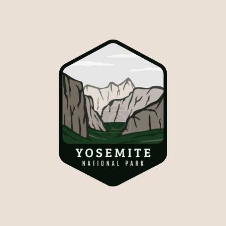 Ilustración de Diseño de la ilustración del símbolo de parche vectorial del logotipo del parque nacional yosemite - Imagen libre de derechos