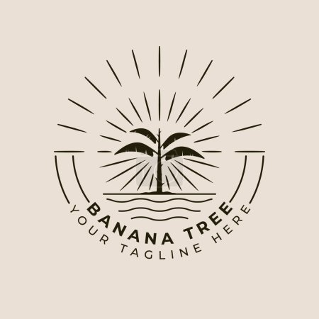 Illustration for Banana tree logo vintage logo design with minimalist style logo vector illustration design - Royalty Free Image
