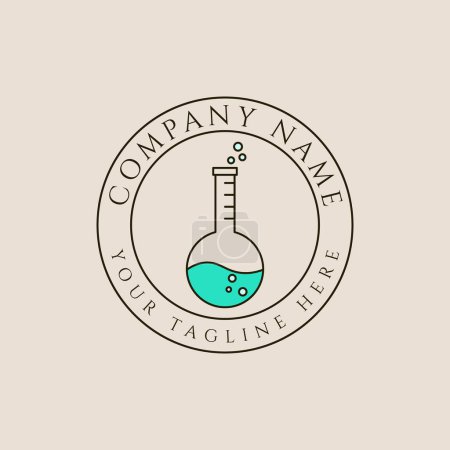 Illustration for Erlenmeyer laboratory line art logo design with minimalist style logo vector illustration design - Royalty Free Image