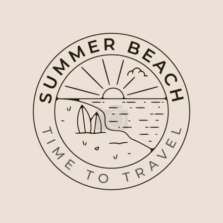 verano playa máscara línea arte logo vector ilustración plantilla diseño