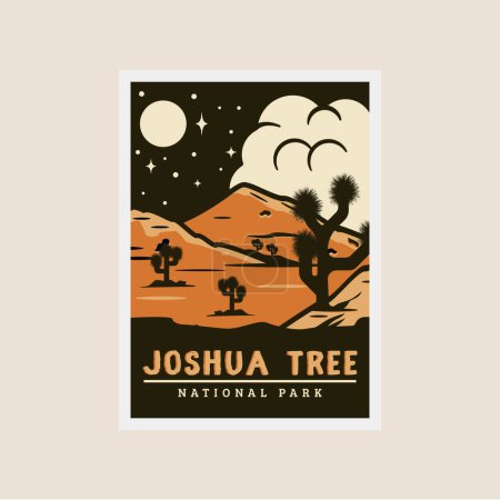 joshua tree national park print poster vintage vector symbol illustration design