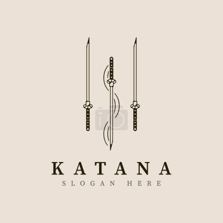 katana espada línea arte logo vector ilustración plantilla diseño