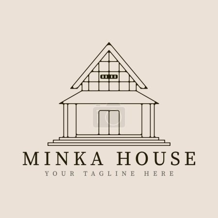 minka casa tradicional línea japonesa arte logo vector ilustración plantilla diseño