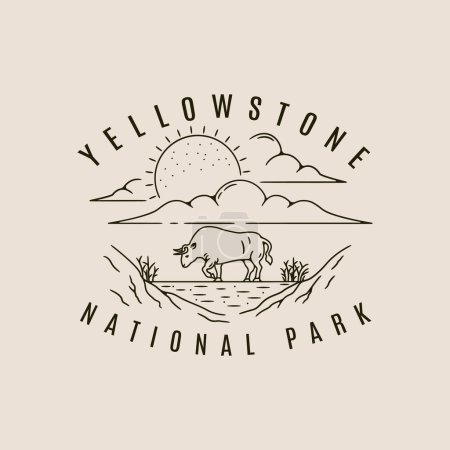 diseño de ilustración de símbolo vectorial y icono de arte de línea de logotipo del parque nacional de yellowstone