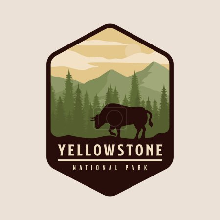diseño de la ilustración del icono de la vendimia del logotipo del parque nacional de yellowstone