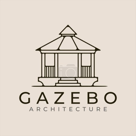 Téléchargez les illustrations : Ligne art logo gazebo vecteur illustration modèle conception - en licence libre de droit