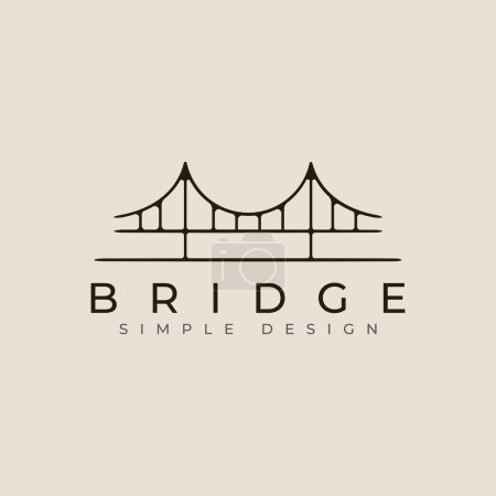 bridge line art logo icon and symbol, building vector illustration minimalist design