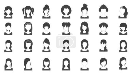 Woman silhouette icon set, simple style Vector. Avatar of woman icons. User icons