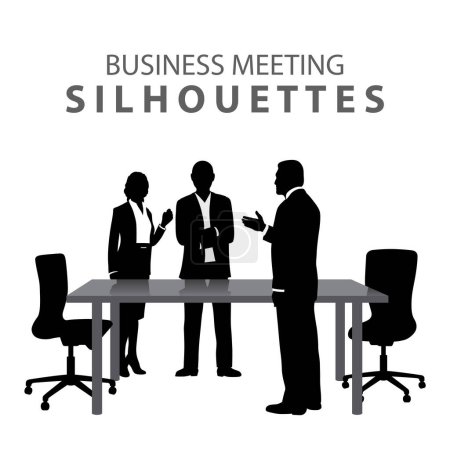 Abstract Art of a Business Meeting. Business Meeting Silhouettes Vector Illustration