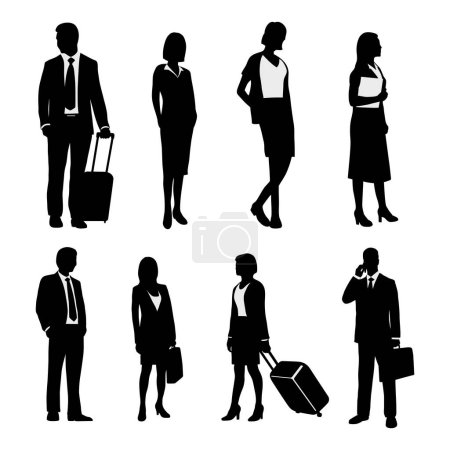 Imágenes vectoriales múltiples de gente de negocios, siluetas de gente de negocios