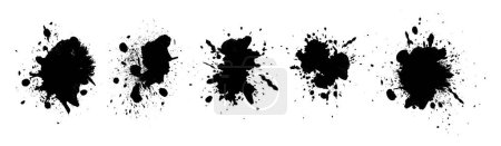 Splatter black watercolor background collection. Grunge vector element