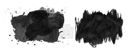 Téléchargez les illustrations : Noir peinture grunge coup de pinceau vecteur fond - en licence libre de droit