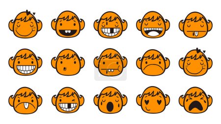 Illustration for Cartoon emoticon collection vector illustration - Royalty Free Image