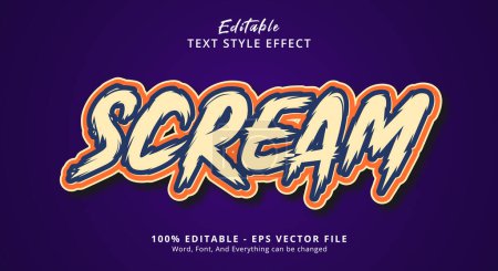 Illustration for Scream Text Style Effect, Editable Text Effect - Royalty Free Image