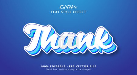 Ilustración de Editable text effect, Thank text on light blue color combination style - Imagen libre de derechos