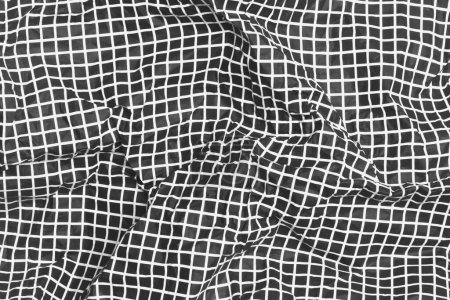 Foto de Cuadrados negros sobre papel de fondo blanco. Textura, papel arrugado. Concepto de patrón sin costura - Imagen libre de derechos