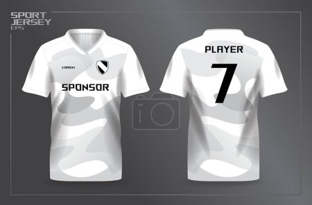 Téléchargez les illustrations : Maillot de sport blanc et gris pour modèle de chemise de football et de soccer - en licence libre de droit