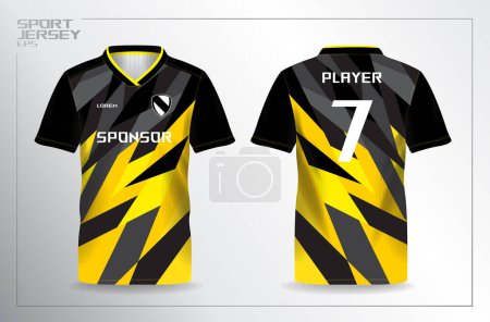 Ilustración de Camiseta deportiva negra y amarilla para plantilla de camiseta de fútbol y fútbol - Imagen libre de derechos