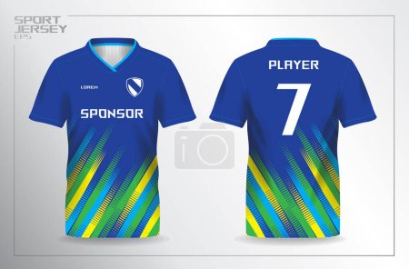 Ilustración de Camiseta deportiva amarilla verde azul para plantilla de camiseta de fútbol y fútbol - Imagen libre de derechos