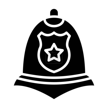 Téléchargez les illustrations : Icône de casque de police sur fond blanc - en licence libre de droit