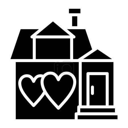 Téléchargez les illustrations : Maison avec icône coeur vectoriel illustration design - en licence libre de droit