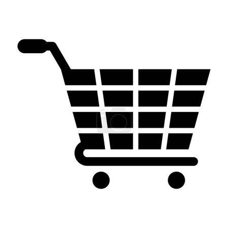 Illustration for Shopping cart icon. black and white illustration. - Royalty Free Image