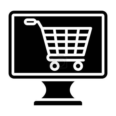 Illustration for Shopping cart icon. black and white design. - Royalty Free Image