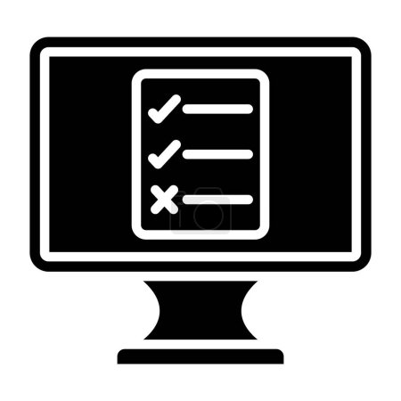 Illustration for Computer monitor with check mark icon. outline illustration of laptop with checklist vector icons for web - Royalty Free Image