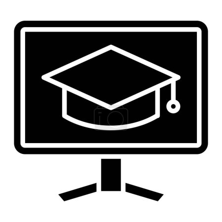 Téléchargez les illustrations : Icône de chapeau de graduation. illustration de contour des icônes vectorielles d'ordinateur portable pour le Web - en licence libre de droit