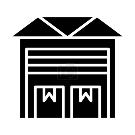 Téléchargez les illustrations : Entrepôt vecteur glyphe plat icône - en licence libre de droit